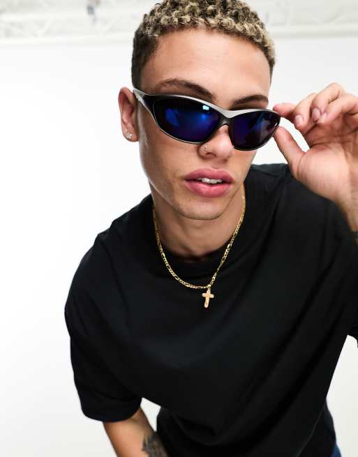 ASOS DESIGN oversized racer sunglasses in gunmetal, 2 of 4