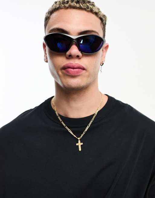 ASOS DESIGN oversized racer sunglasses in gunmetal, 4 of 4