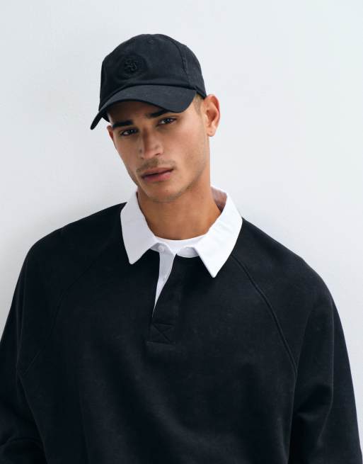 ASOS DESIGN oversized raglan rugby i vasket sort, 3 af 5