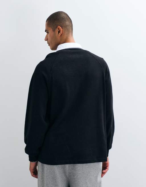 ASOS DESIGN oversized raglan rugby i vasket sort, 4 af 5