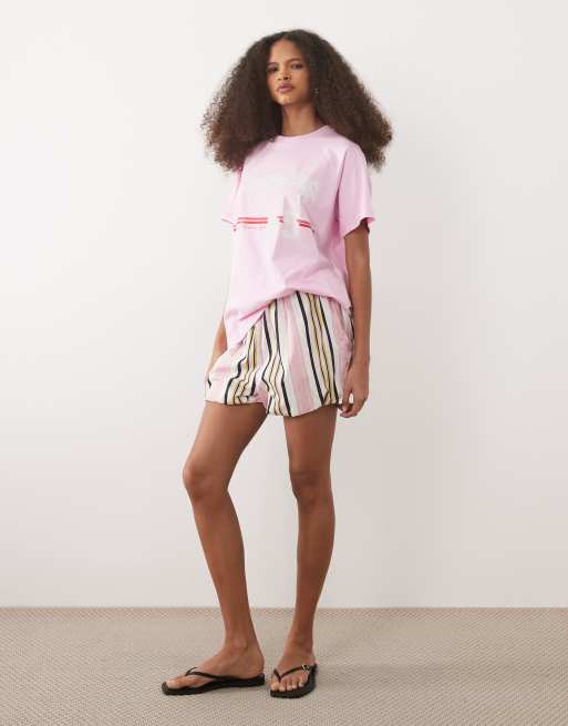 ASOS DESIGN oversized raglan sleeve t-shirt with Palm Springs sports graphic in pink, 3 of 4