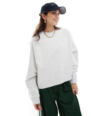 Asos Design Heavyweight Oversized Sweatshirt In Heathered Ice-gray In Gray