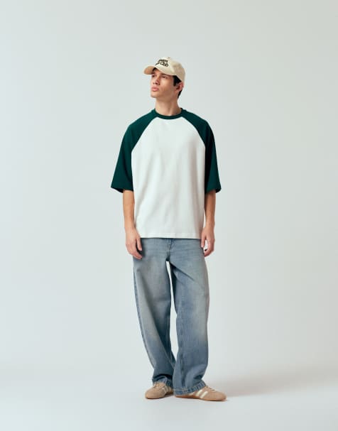 ASOS DESIGN oversized raglan t-shirt in cream bouclé - view 1