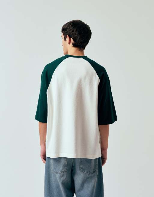 ASOS DESIGN oversized raglan T-shirt in cream texture, 3 of 5