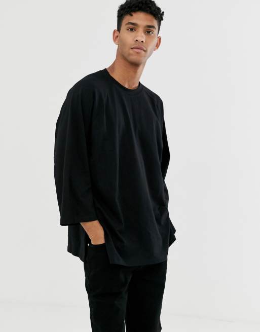 ASOS DESIGN long sleeve t-shirt with wide sleeve in black