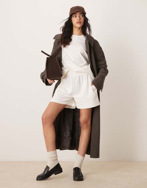 ASOS DESIGN oversized raglan tee in heavyweight chunky rib in cream - part of a set, 2 of 4