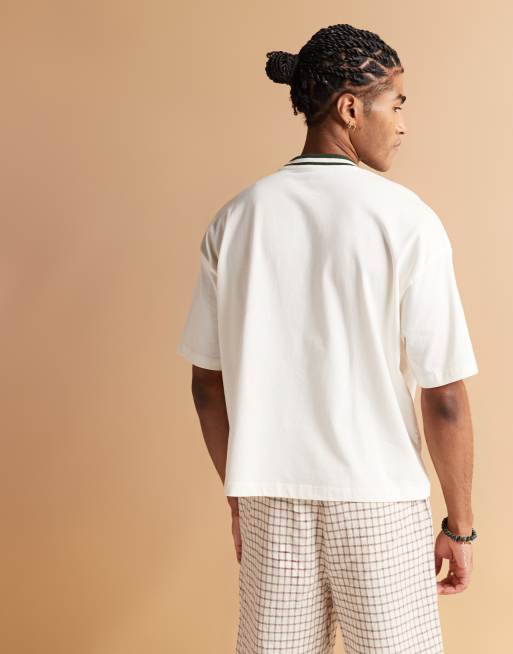 ASOS DESIGN - Oversized råhvid T-shirt med firkantet pasform og grafisk print, 4 af 4