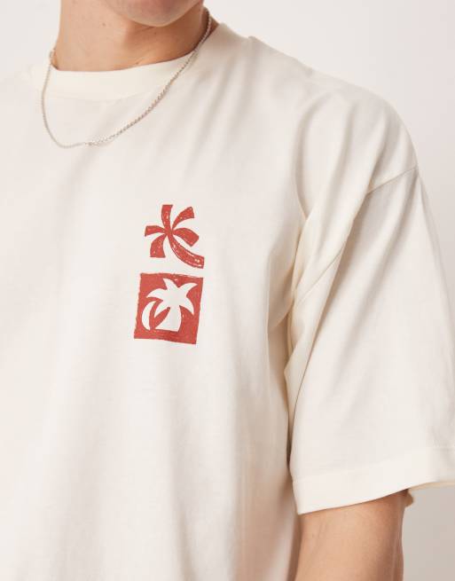 ASOS DESIGN - Oversized råhvid T-shirt med grafisk sommerprint, 5 af 5
