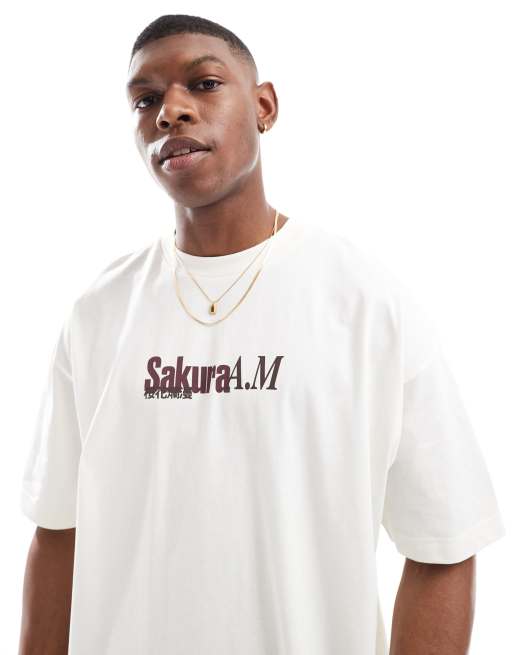 ASOS DESIGN - Oversized råhvid T-shirt med grafisk souvenir-print, 2 af 4
