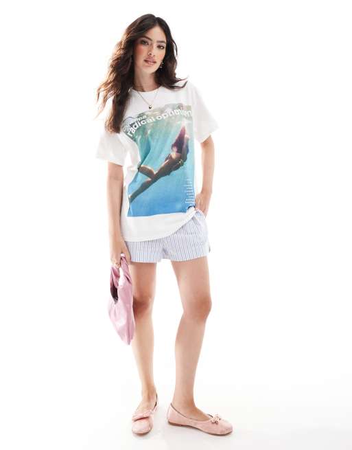 ASOS DESIGN - Oversized råhvid T-shirt med licenseret Dua Lipa-grafik, 3 af 4