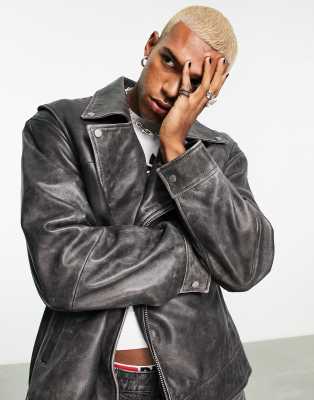 Oversized leather jacket mens online