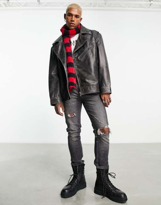 Asos vintage leather jacket discount
