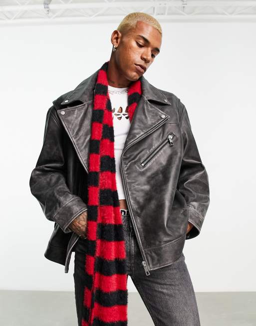 Oversized red leather jacket outlet