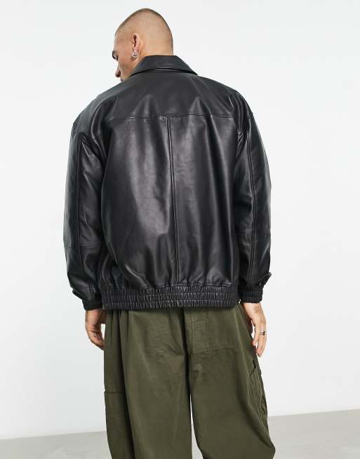 ASOS Faux-Leather Bomber Jacket in Metallic for Men