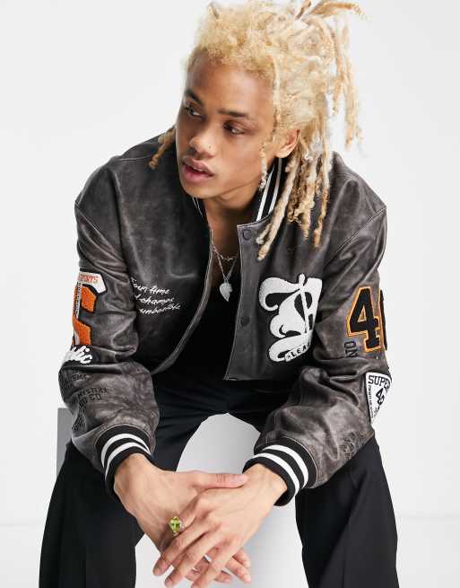 Varsity Leather Blouson Jacket