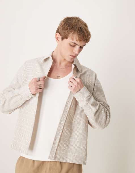 ASOS DESIGN - Oversized recht geruit overhemd in neutraal - view 1