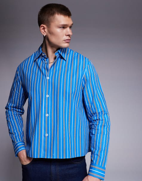 ASOS DESIGN - Oversized recht gestreept overhemd in blauw - view 1