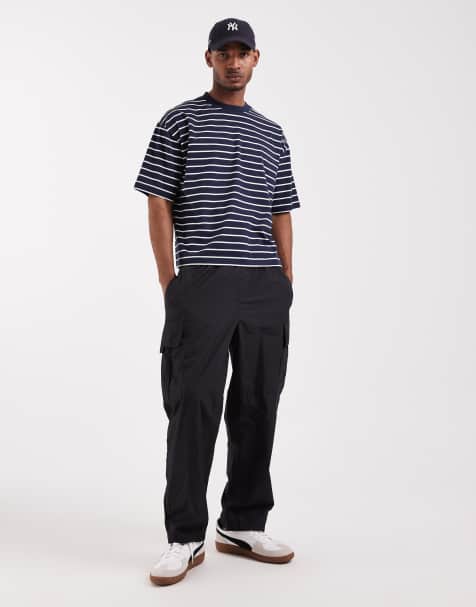 Blauw wit gestreept shirt heren zwart lange mouwen shirts vissershemd lange mouwen shirts voor heren, S