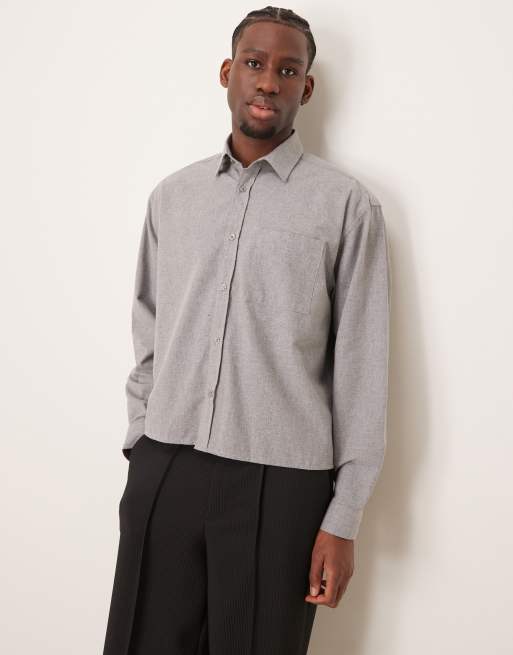 ASOS DESIGN - Oversized recht overhemd i grijs