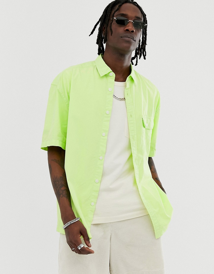 ASOS DESIGN - Oversized recht overhemd in neongroen