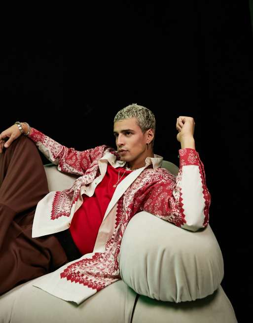 ASOS DESIGN - Oversized recht overhemd met verspreid paisley motief