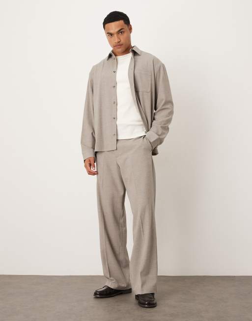ASOS DESIGN - Oversized recht overhemd van geborstelde keperstof in neutraal, 2 van 5