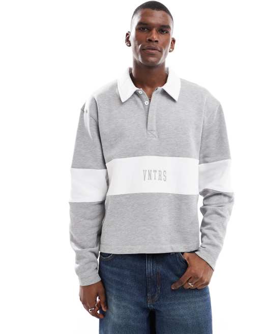 ASOS DESIGN - Oversized recht sweatshirt met contrasterende vlakken in gemêleerd grijs
