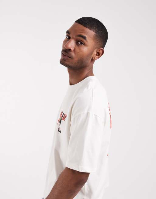 ASOS DESIGN - Oversized recht T-shirt met grafische 'Gym'-print in crème, 3 van 5