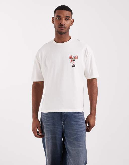 ASOS DESIGN - Oversized recht T-shirt met grafische 'Gym'-print in crème, 5 van 5