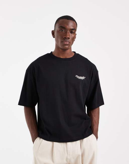 ASOS DESIGN - Oversized recht T-shirt met grafische hotelprint in zwart, 2 van 5
