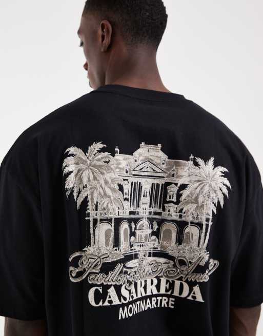 ASOS DESIGN - Oversized recht T-shirt met grafische hotelprint in zwart, 3 van 5