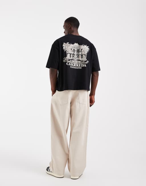 ASOS DESIGN - Oversized recht T-shirt met grafische hotelprint in zwart, 5 van 5