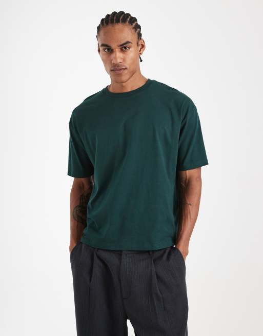 ASOS DESIGN - Oversized recht T-shirt met grafische 'studios'-print in donkergroen, 3 van 5