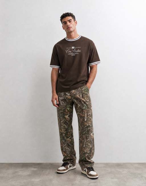 ASOS DESIGN - Oversized recht T-shirt met grafische tekstprint in bruin, 7 van 7