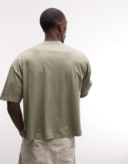 ASOS DESIGN - Oversized recht T-shirt met grafische tekstprint in groen, 3 van 5