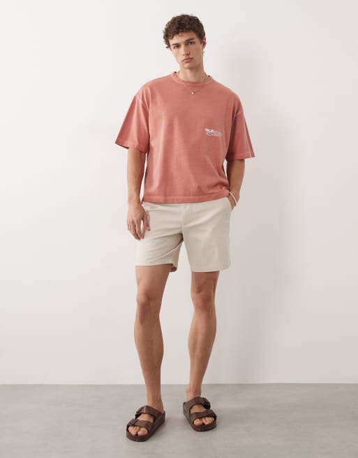 ASOS DESIGN - Oversized recht T-shirt met grafische tekstprint in roze met wassing, 3 van 7
