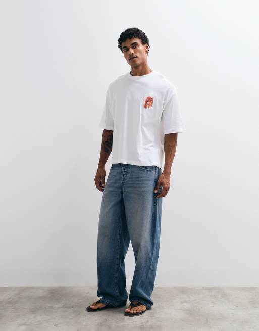 ASOS DESIGN - Oversized recht T-shirt met grafische tijgerprint in wit, 3 van 5