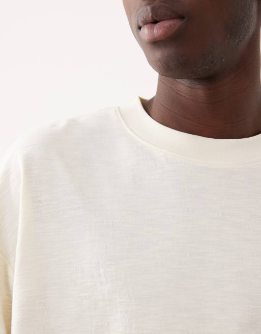 ASOS DESIGN - Oversized recht T-shirt met lange mouwen en textuur in crème , 5 van 5