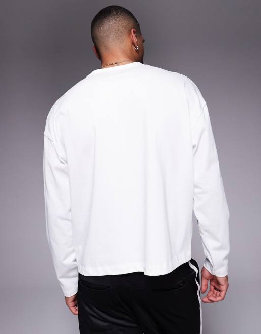 ASOS DESIGN - Oversized recht T-shirt met lange mouwen van zware stof in wit    , 4 van 4