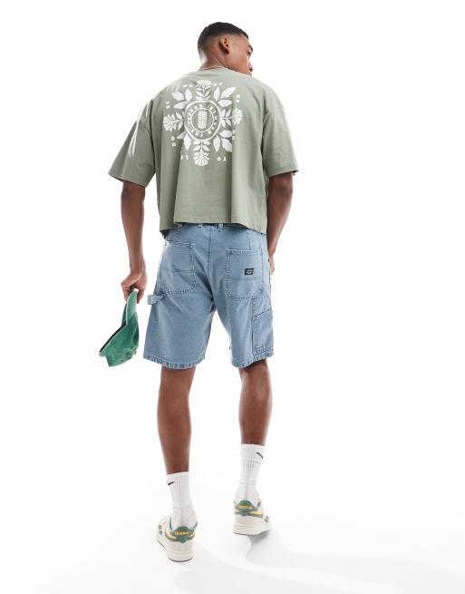 ASOS DESIGN - Oversized recht T-shirt met print op de achterkant in groen