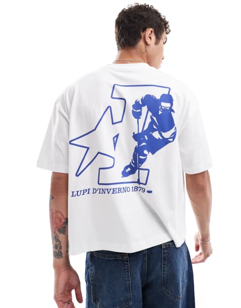 ASOS DESIGN - Oversized recht T-shirt met print op de achterkant in wit - view 1