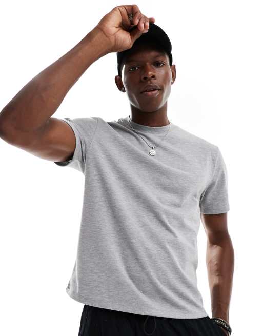 ASOS DESIGN - Oversized recht T-shirt van 240 g/m² zware stof in gemêleerd grijs 