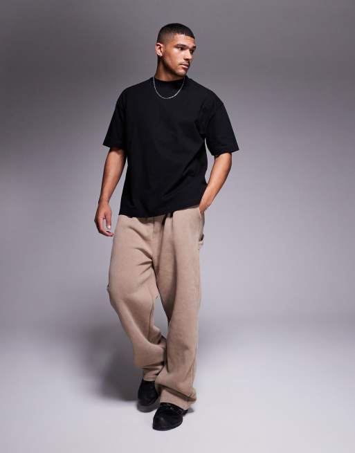 ASOS DESIGN - Oversized recht T-shirt van zeer zware stof in zwart , 2 van 4