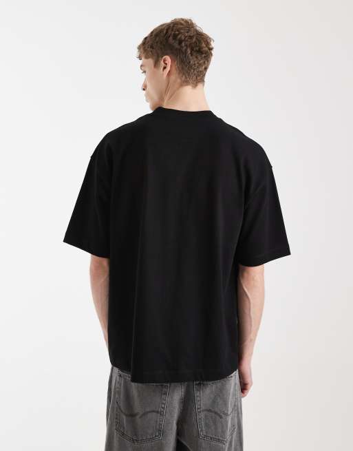 ASOS DESIGN - Oversized recht T-shirt van zeer zware stof in zwart, 3 van 5