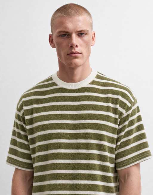 ASOS DESIGN - Oversized recht T-shirt van zware badstof met groene strepen, 8 van 10