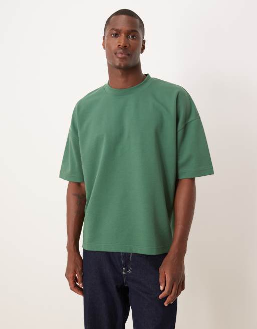 ASOS DESIGN - Oversized recht T-shirt van zware breatheMAX™-stof met verlaagde schouders in donkergroen