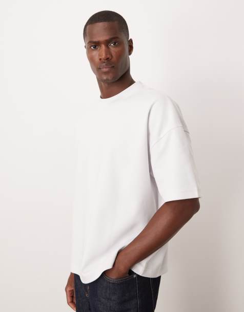 ASOS DESIGN - Oversized recht T-shirt van zware breatheMAX™ stof met verlaagde schouders in witte katoenmix - view 1