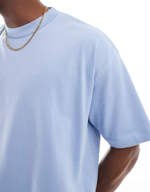 ASOS DESIGN - Oversized recht T-shirt van zware stof in blauw , 4 van 4