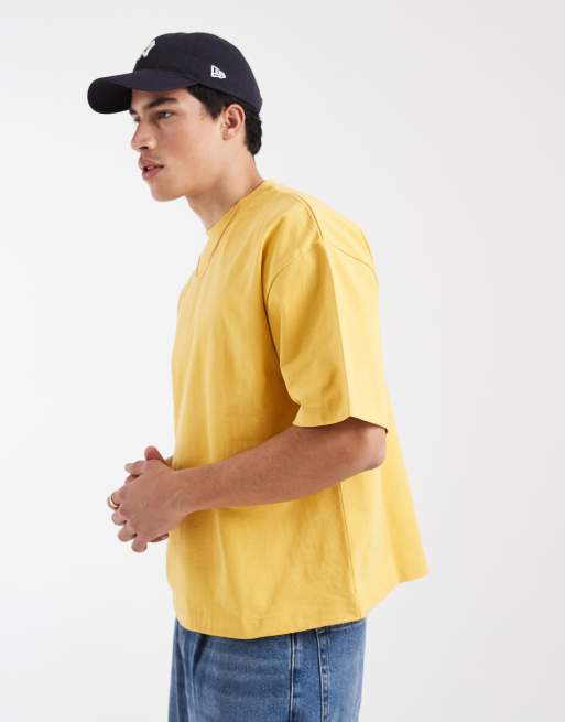 ASOS DESIGN - Oversized recht T-shirt van zware stof in geel, 5 van 5