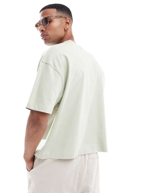 ASOS DESIGN - Oversized recht T-shirt van zware stof in saliegroen , 4 van 4